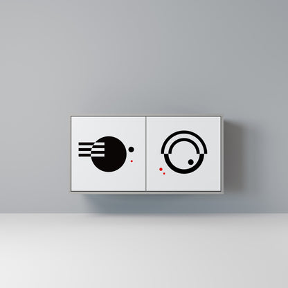 BLACK AND WHITE COMBINATION Madia a 2 Ante in Finitura Grigia