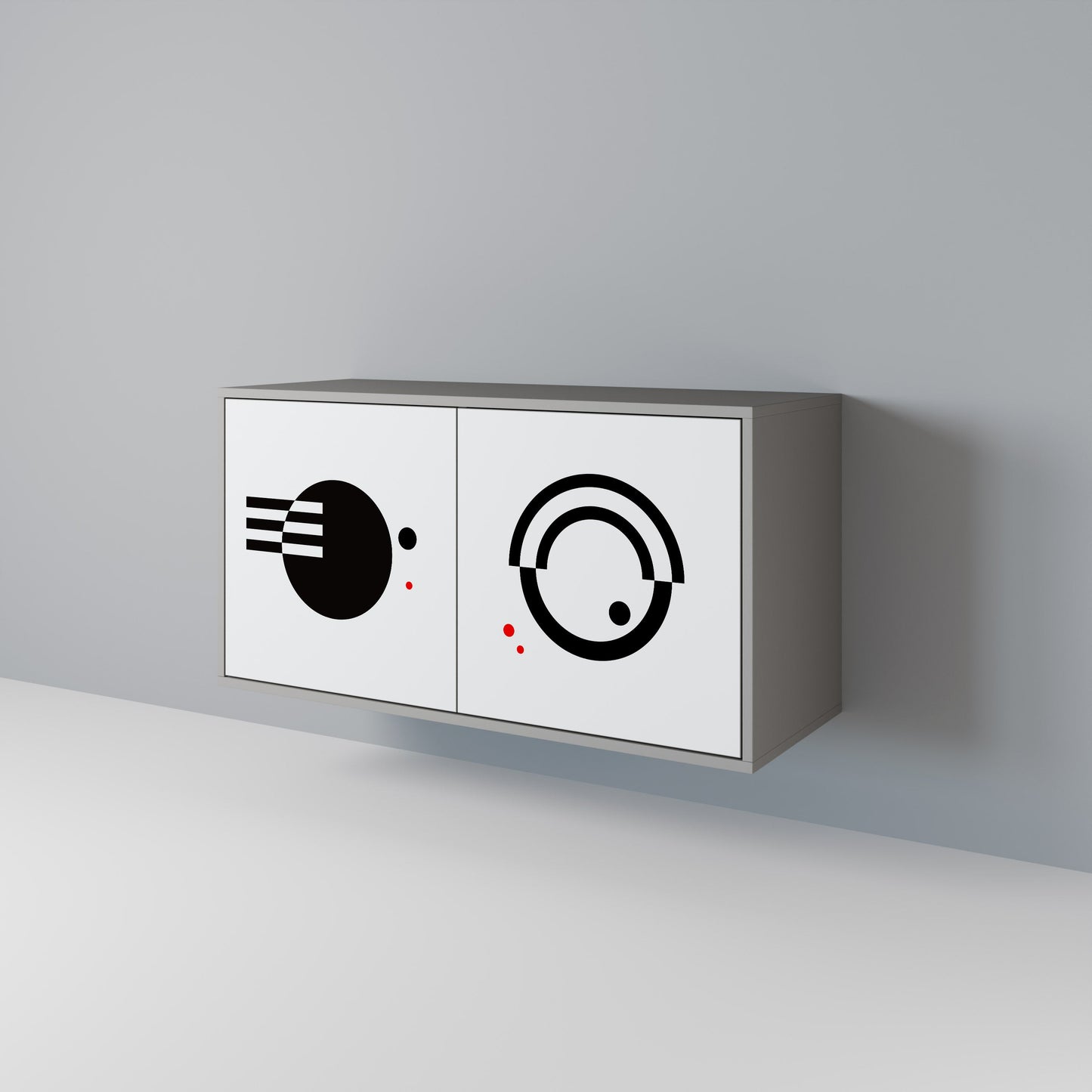 BLACK AND WHITE COMBINATION Madia a 2 Ante in Finitura Grigia