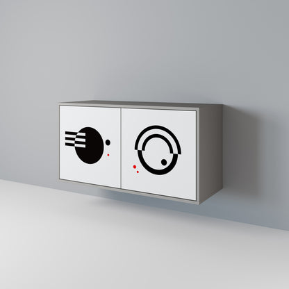 BLACK AND WHITE COMBINATION Madia a 2 Ante in Finitura Grigia