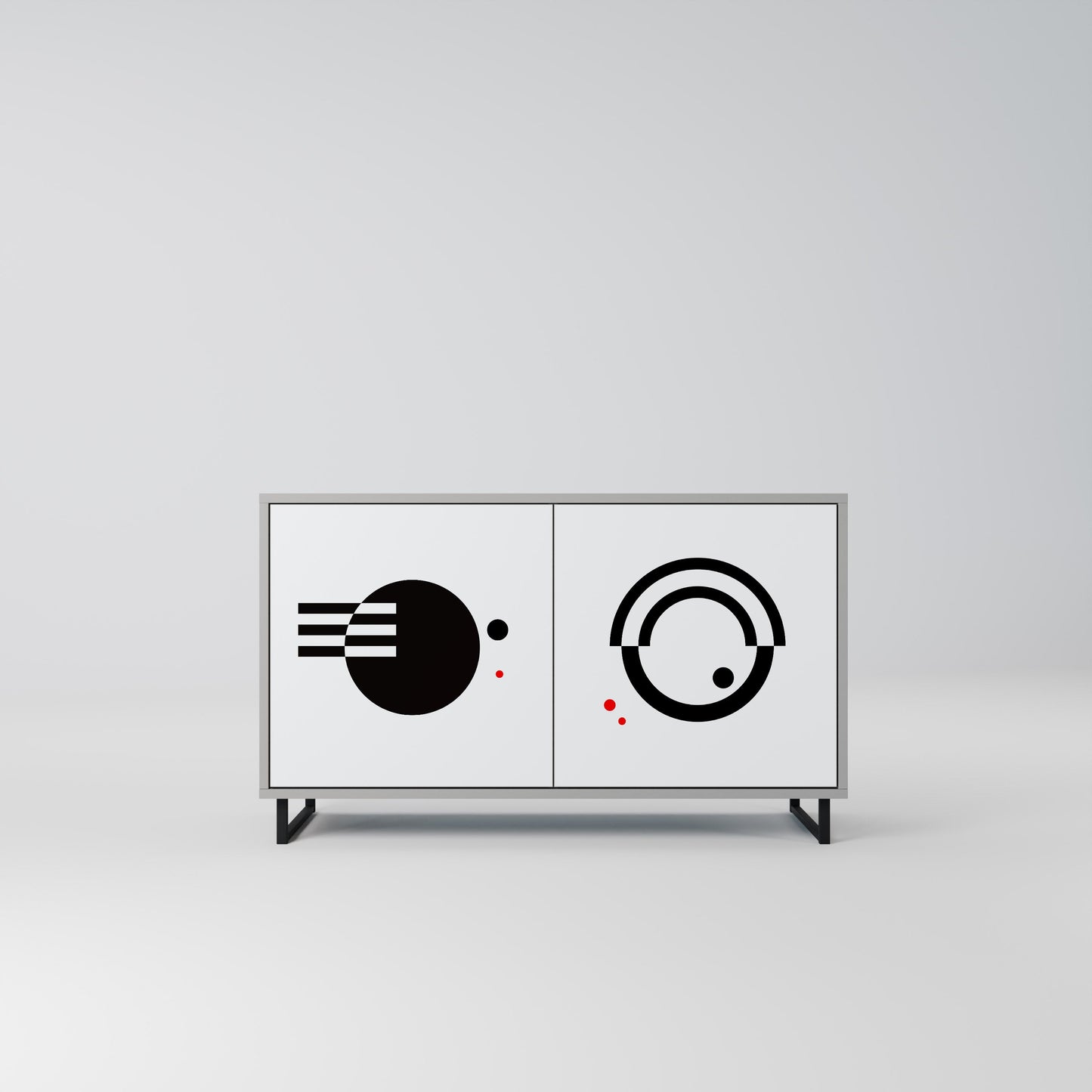 BLACK AND WHITE COMBINATION Madia a 2 Ante in Finitura Grigia