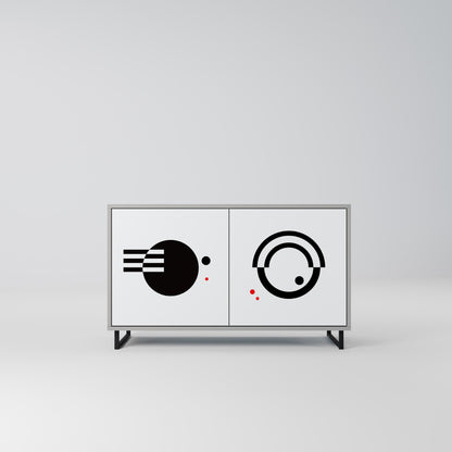 BLACK AND WHITE COMBINATION Madia a 2 Ante in Finitura Grigia