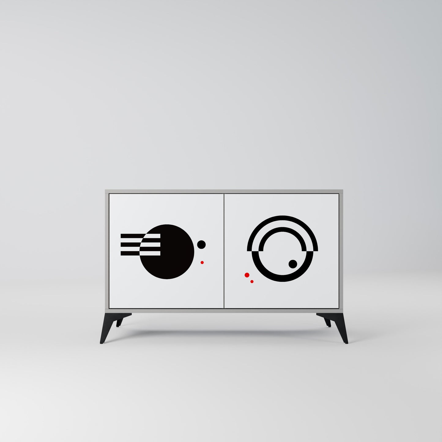 BLACK AND WHITE COMBINATION Madia a 2 Ante in Finitura Grigia