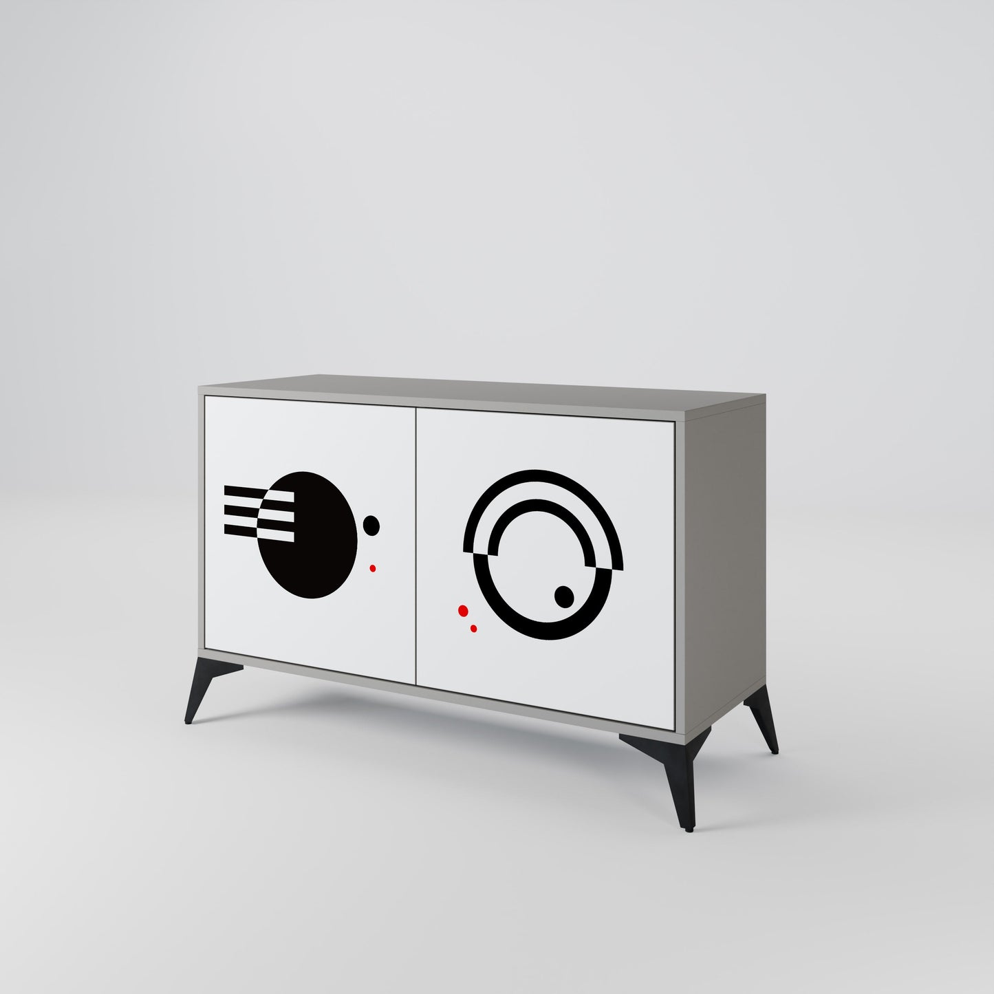 BLACK AND WHITE COMBINATION Madia a 2 Ante in Finitura Grigia