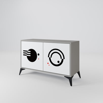 BLACK AND WHITE COMBINATION Madia a 2 Ante in Finitura Grigia