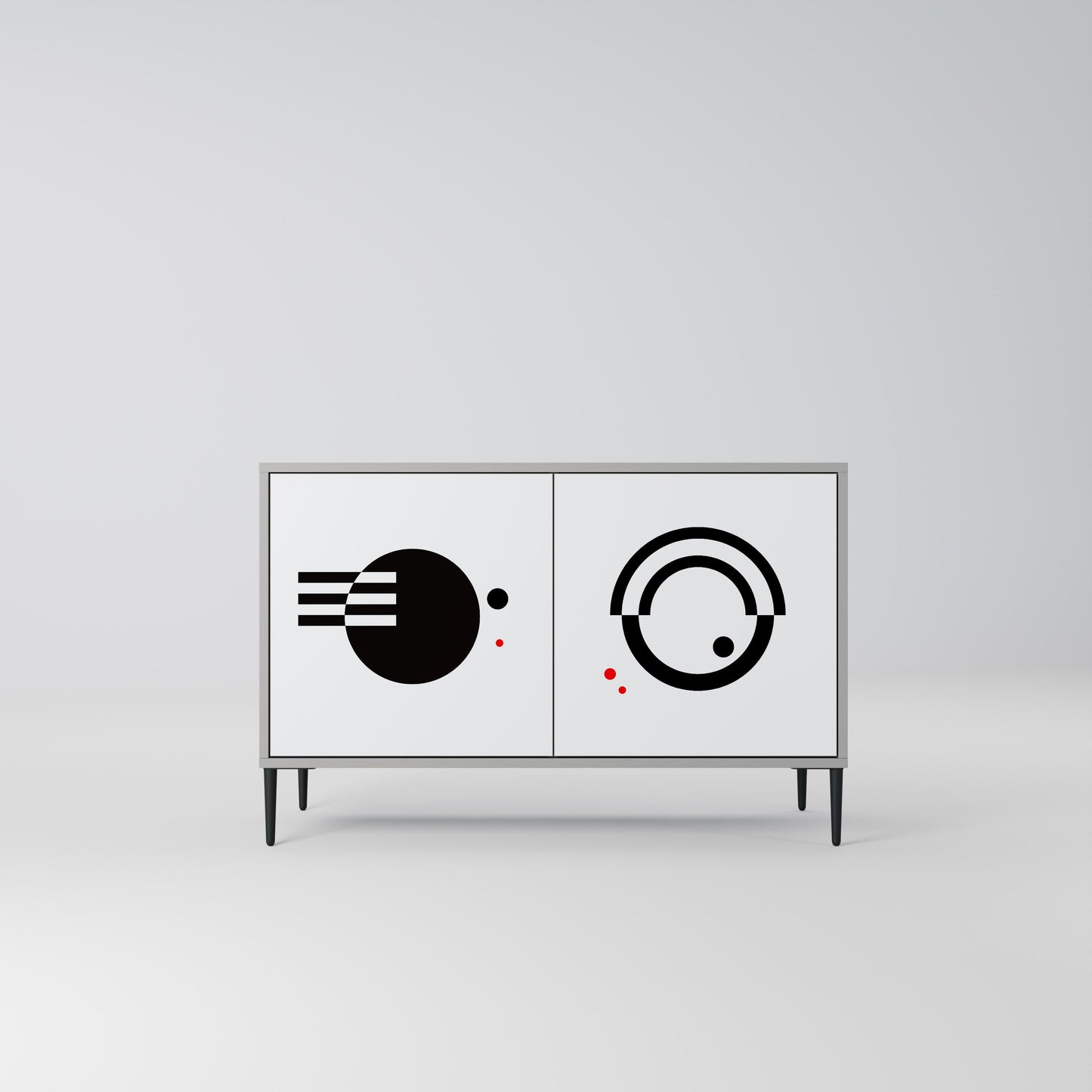 BLACK AND WHITE COMBINATION Madia a 2 Ante in Finitura Grigia