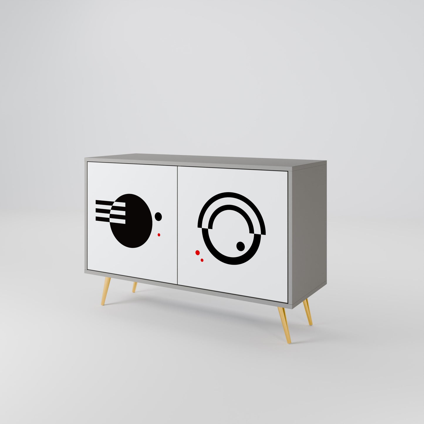 BLACK AND WHITE COMBINATION Madia a 2 Ante in Finitura Grigia