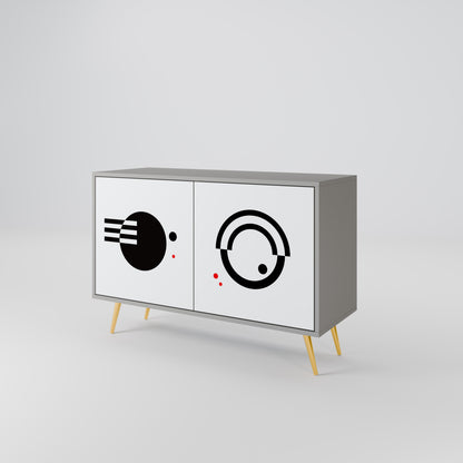 BLACK AND WHITE COMBINATION Madia a 2 Ante in Finitura Grigia