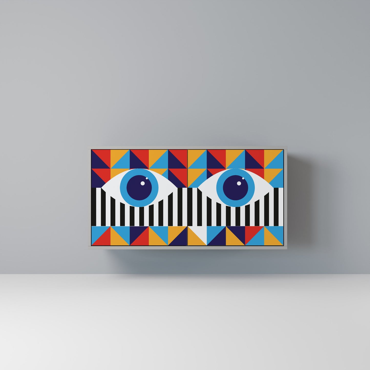 ABSTRACTION AND GEOMETRY 2-Door Sideboard in Grey Finish