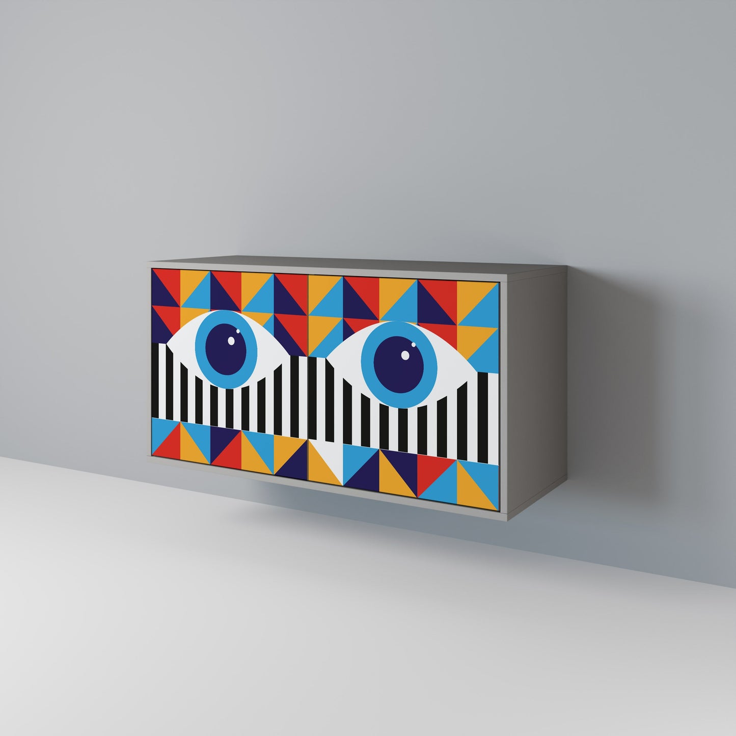 ABSTRACTION AND GEOMETRY 2-Door Sideboard in Grey Finish