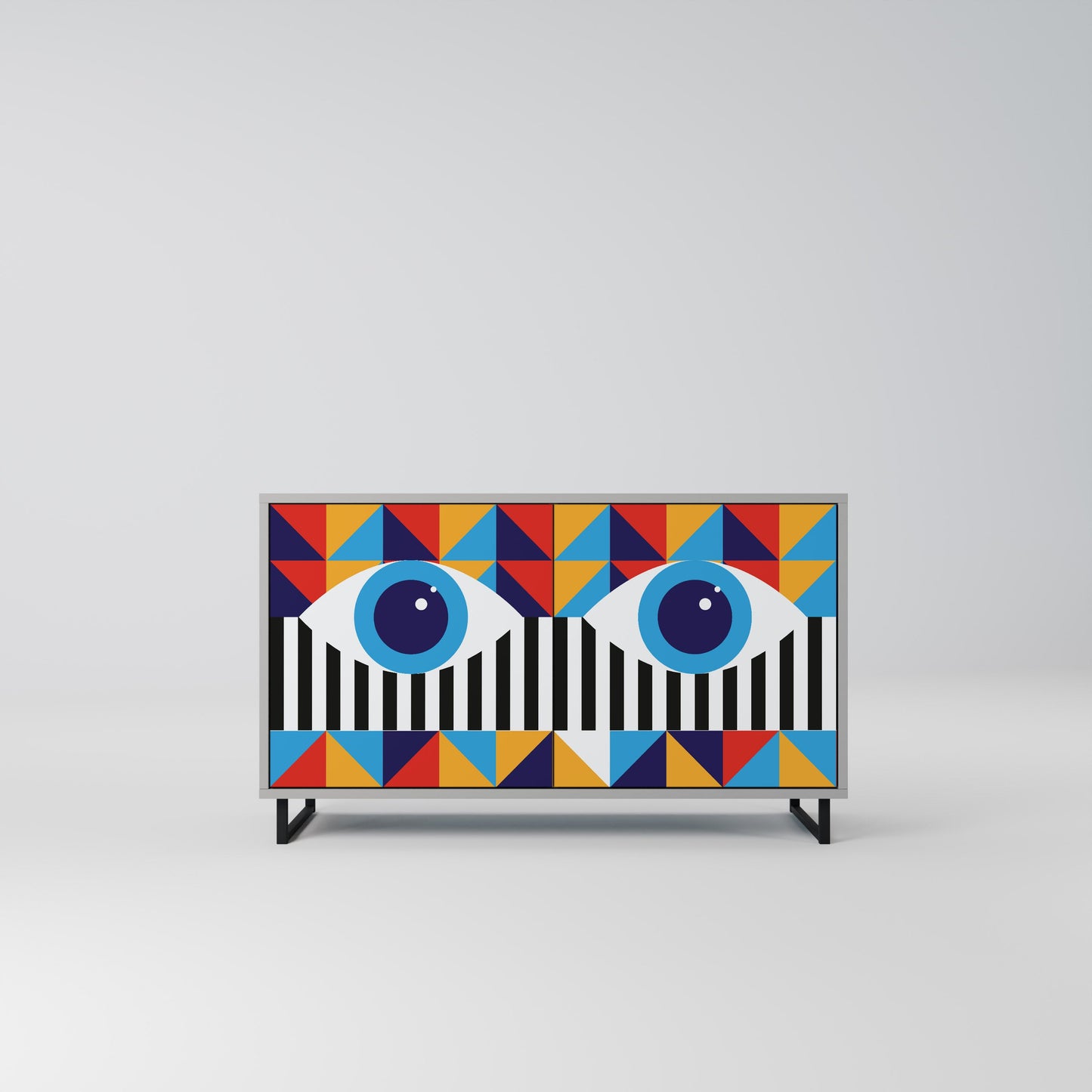 ABSTRACTION AND GEOMETRY 2-Door Sideboard in Grey Finish