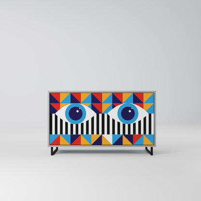 ABSTRACTION AND GEOMETRY 2-Door Sideboard in Grey Finish