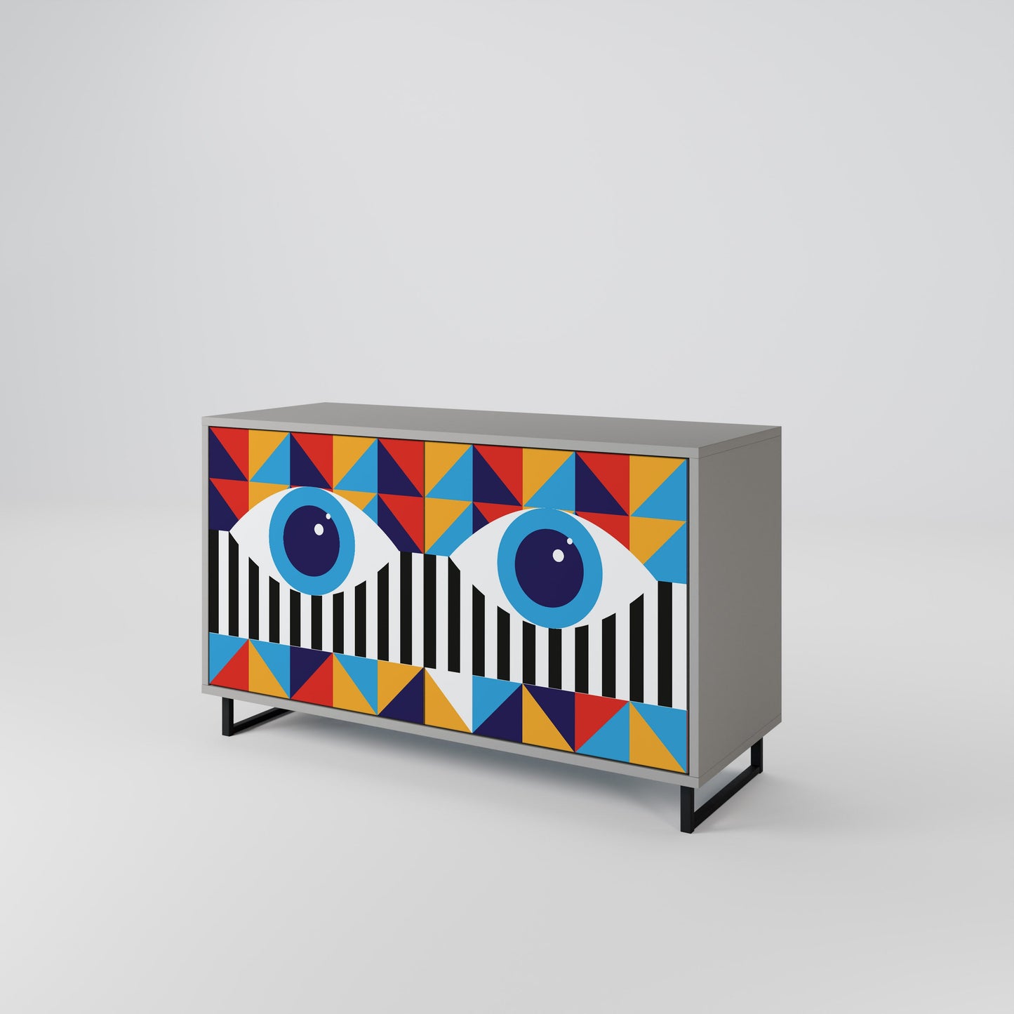ABSTRACTION AND GEOMETRY 2-Door Sideboard in Grey Finish