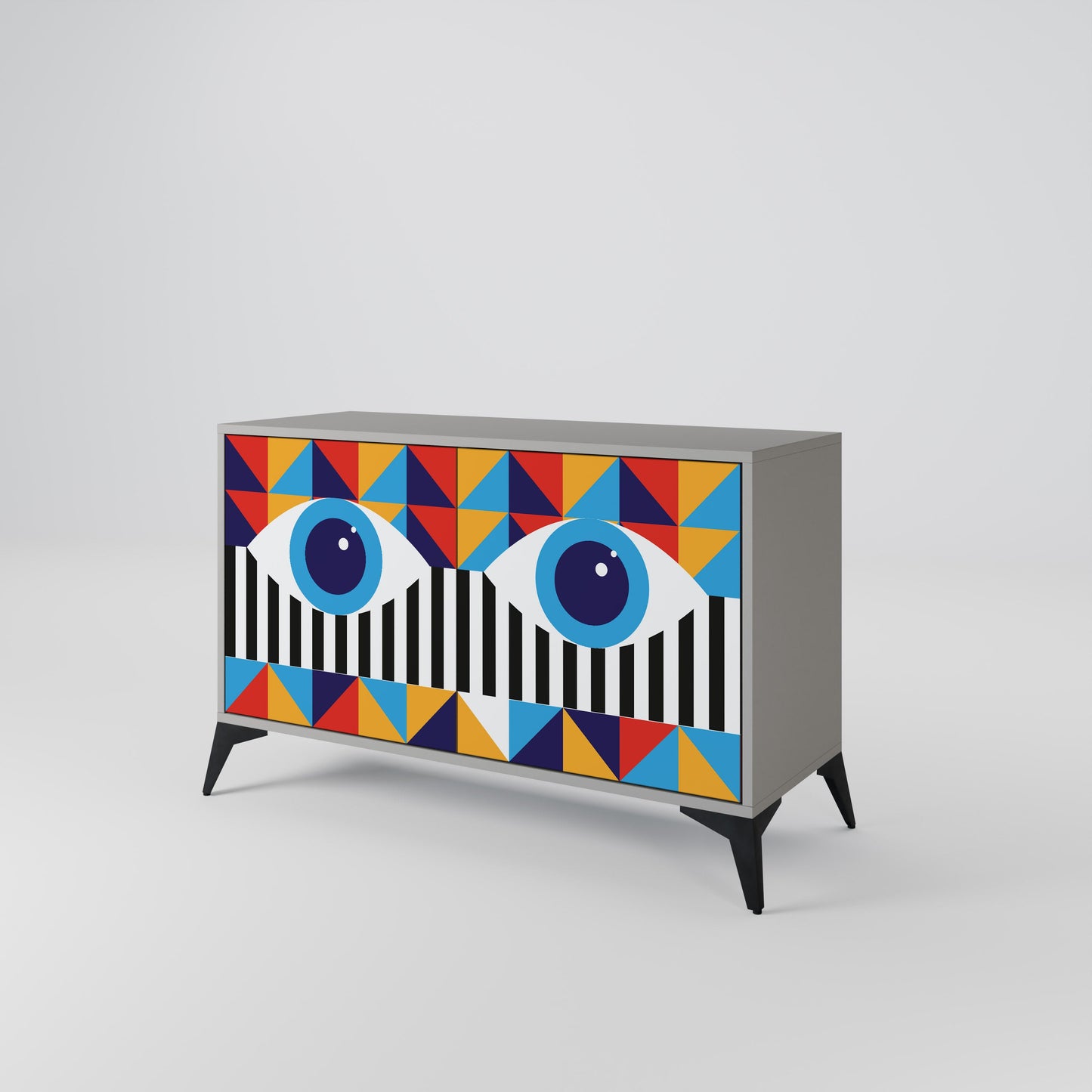 ABSTRACTION AND GEOMETRY 2-Door Sideboard in Grey Finish