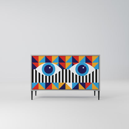 ABSTRACTION AND GEOMETRY 2-Door Sideboard in Grey Finish