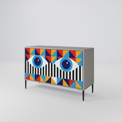 ABSTRACTION AND GEOMETRY 2-Door Sideboard in Grey Finish