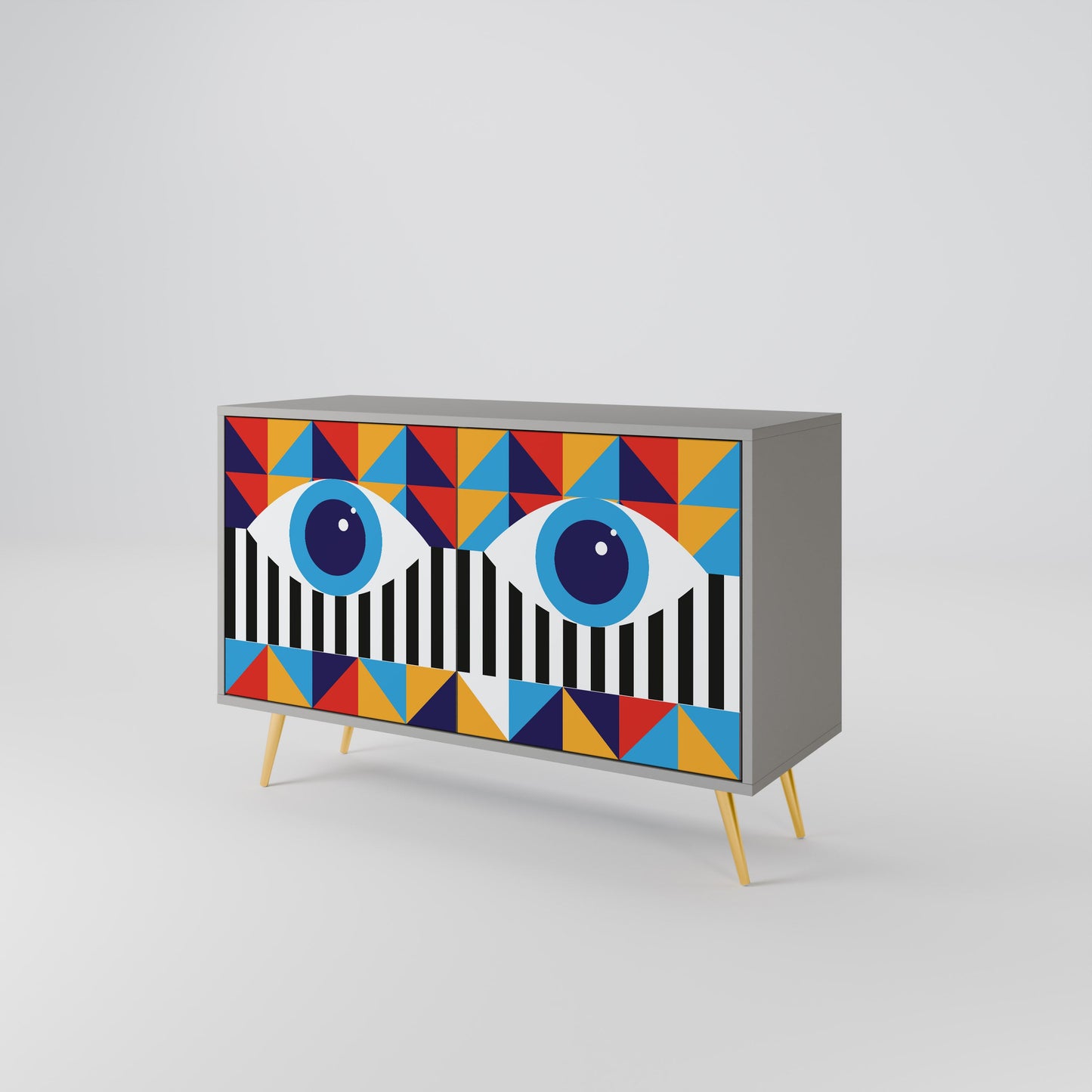 ABSTRACTION AND GEOMETRY 2-Door Sideboard in Grey Finish
