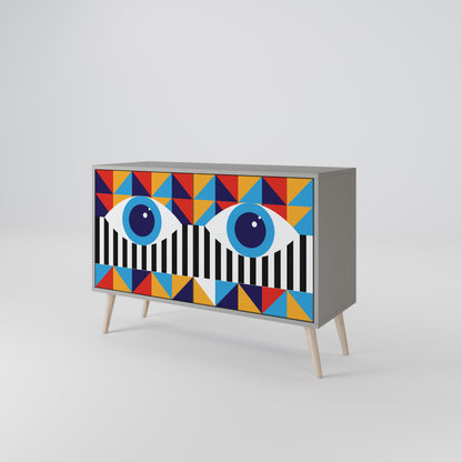 ABSTRACTION AND GEOMETRY 2-Door Sideboard in Grey Finish