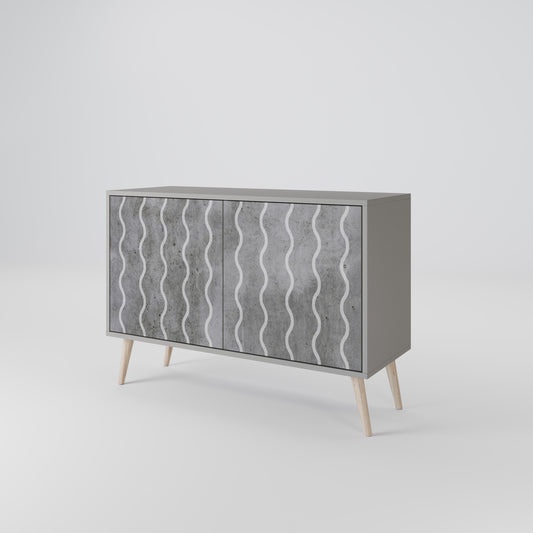 WAVES OF CONCRETE 2-Door Sideboard in Grey Finish