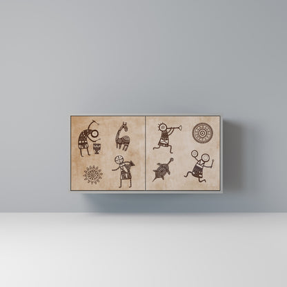 AFRICAN STYLE Madia a 2 Ante in Finitura Grigia