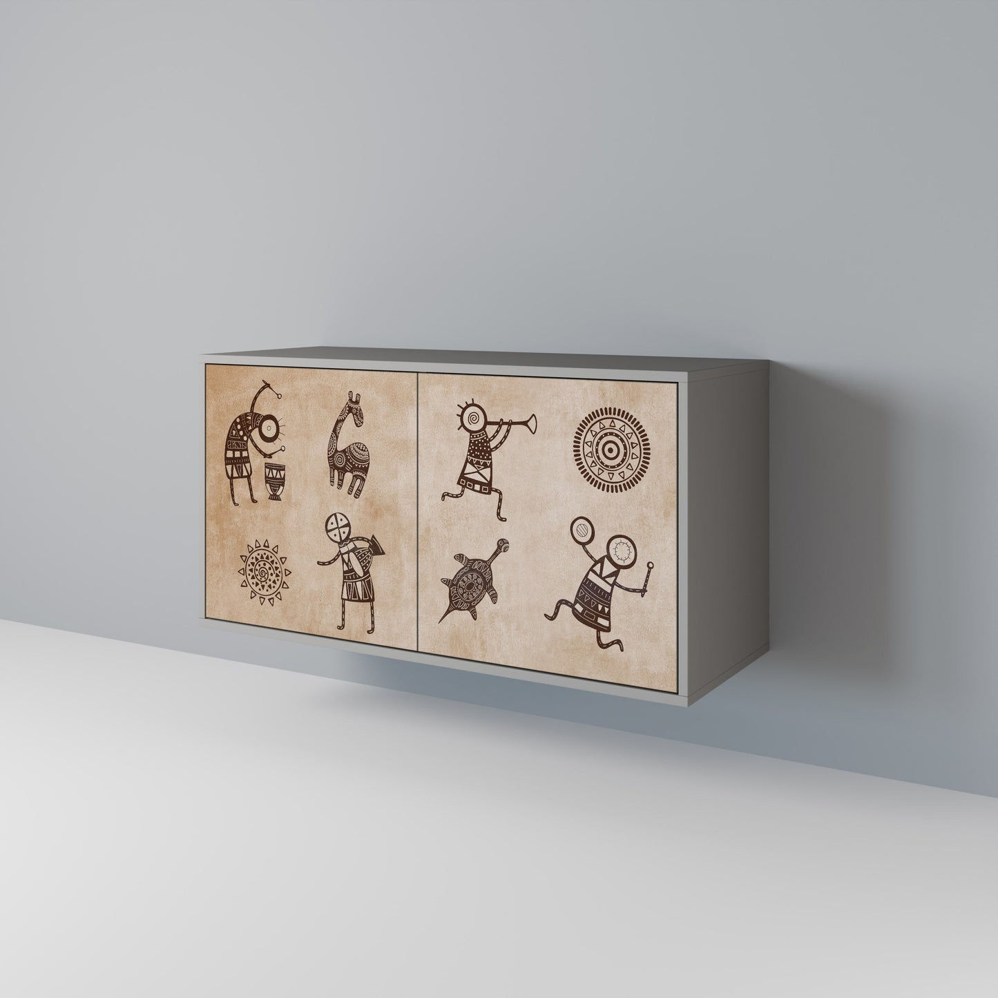 AFRICAN STYLE Madia a 2 Ante in Finitura Grigia