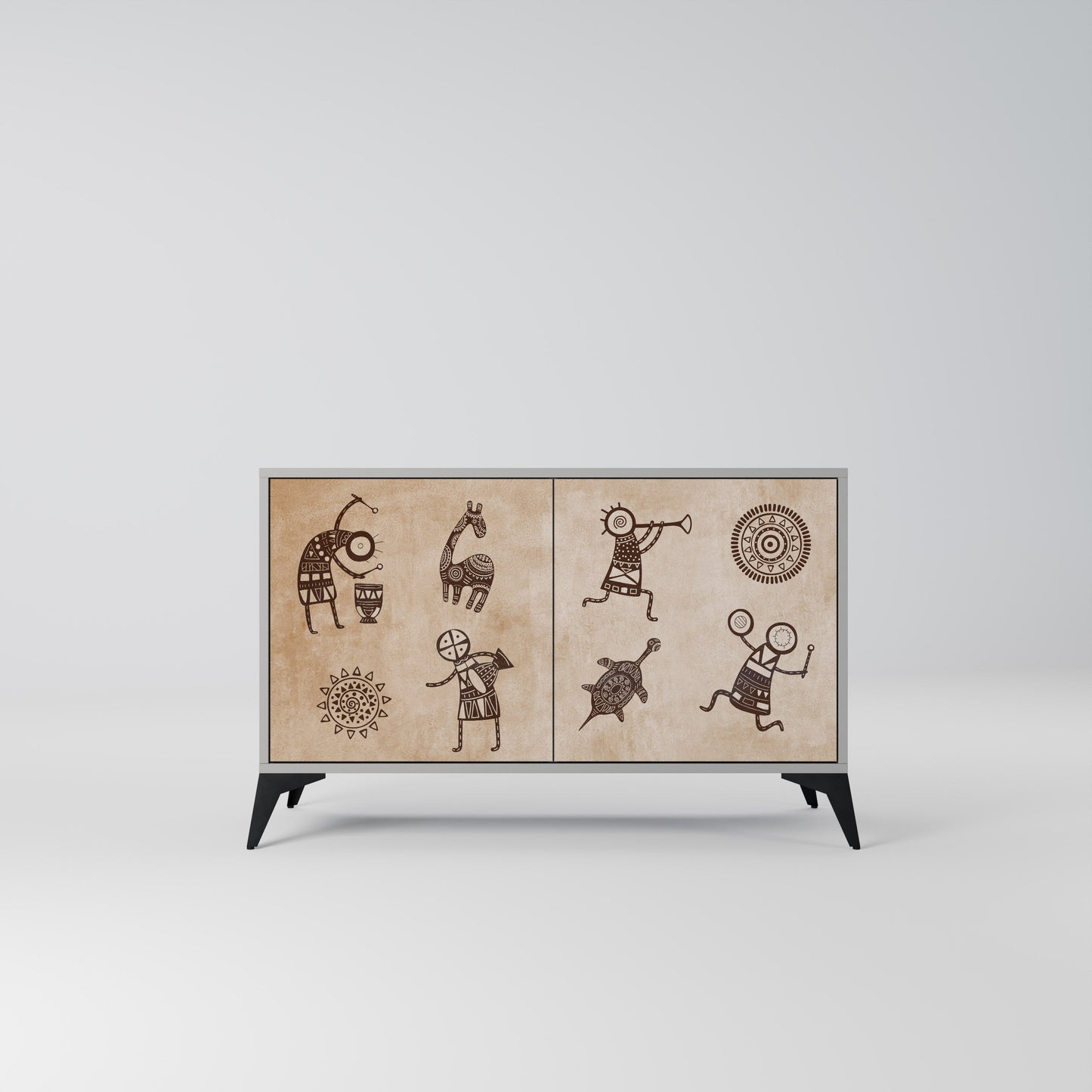 AFRICAN STYLE Madia a 2 Ante in Finitura Grigia