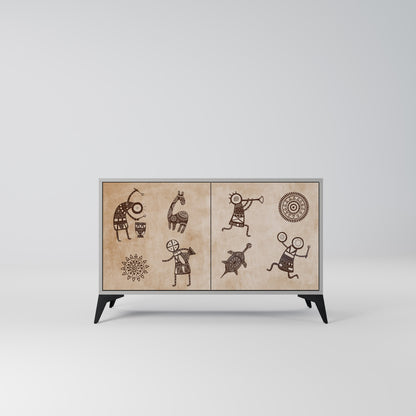 AFRICAN STYLE Madia a 2 Ante in Finitura Grigia