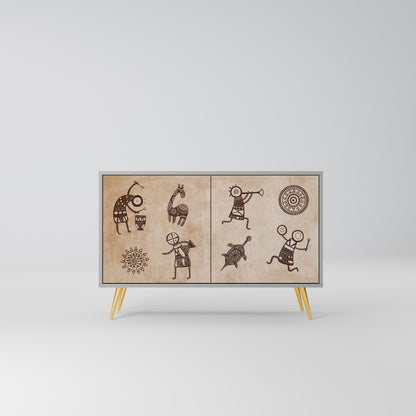 AFRICAN STYLE Madia a 2 Ante in Finitura Grigia