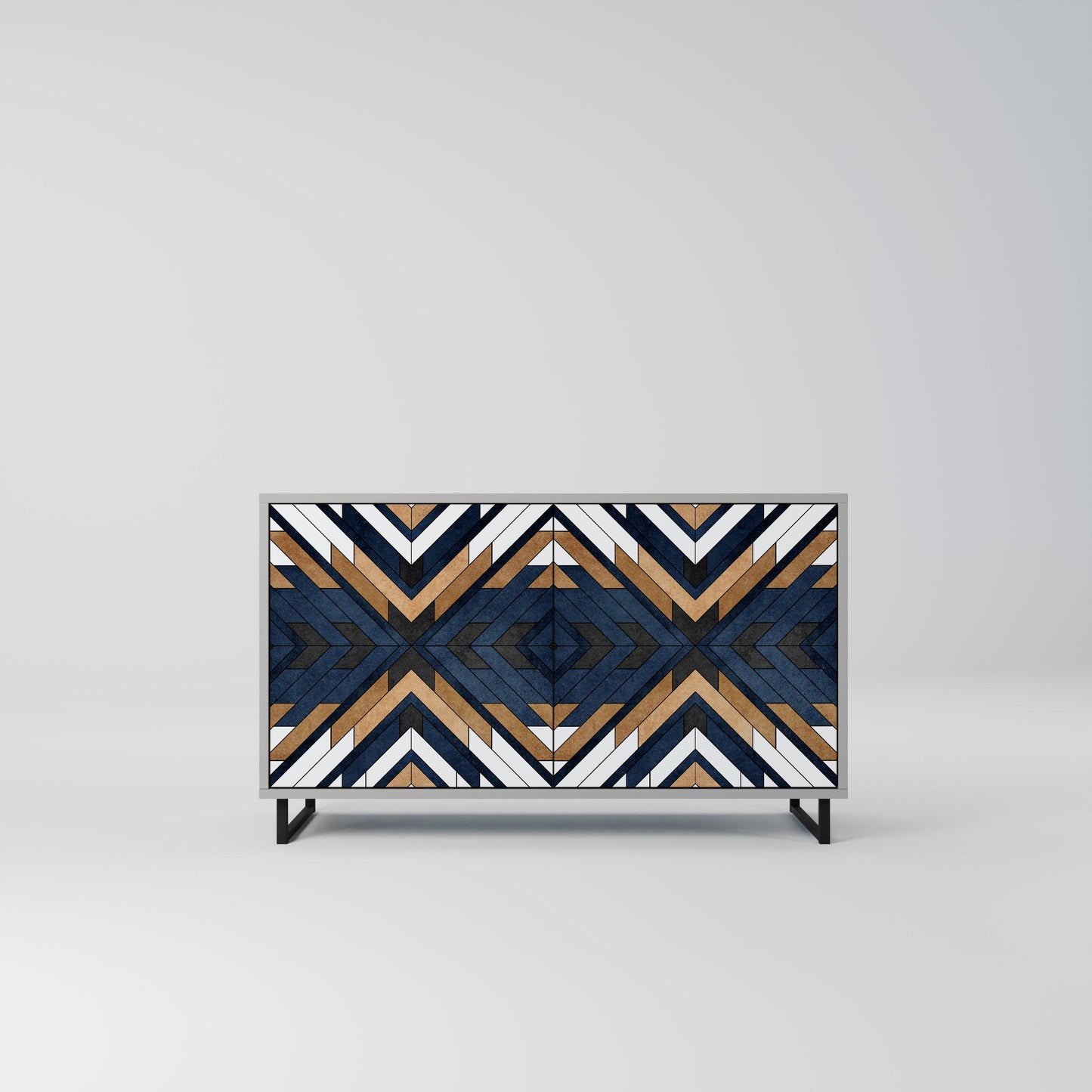 ARTFUL GEOMETRY Madia a 2 Ante in Finitura Grigia