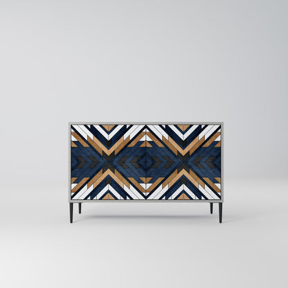 ARTFUL GEOMETRY Madia a 2 Ante in Finitura Grigia