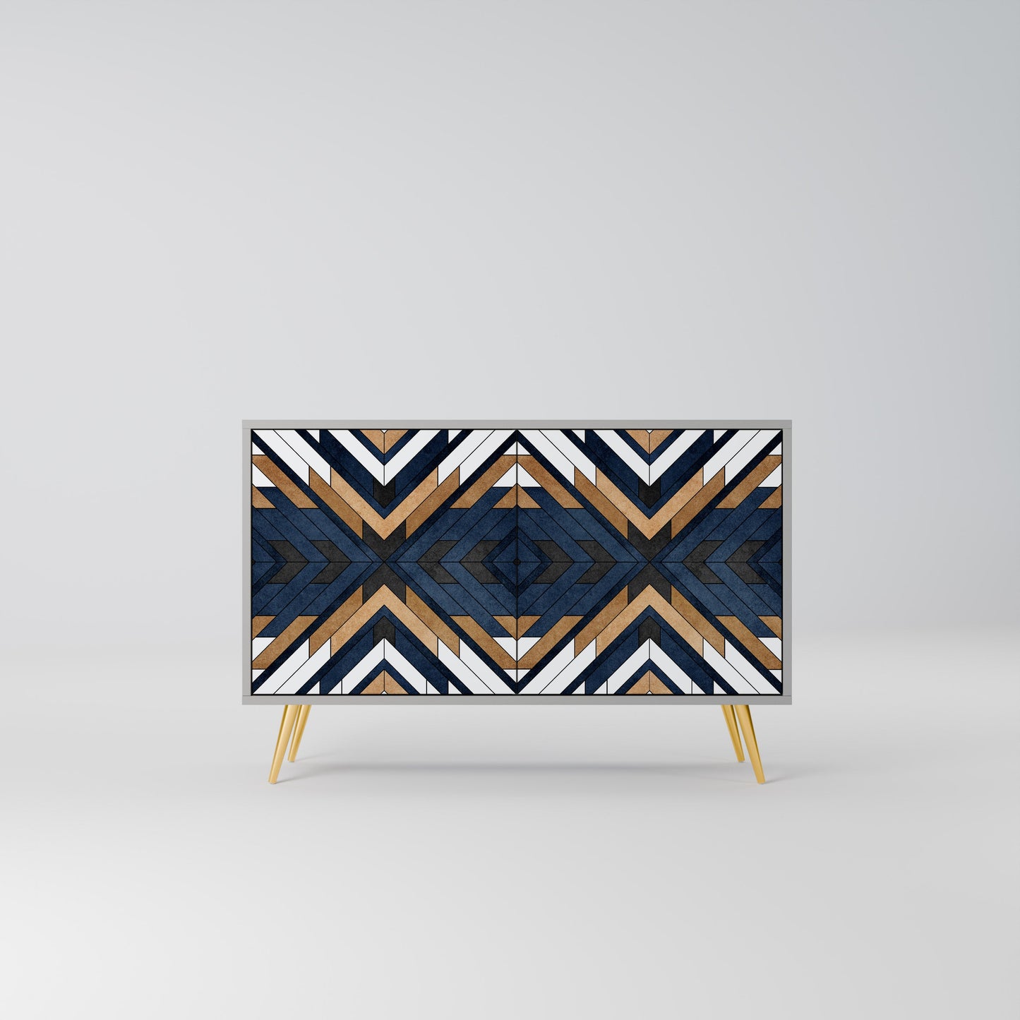 ARTFUL GEOMETRY Madia a 2 Ante in Finitura Grigia