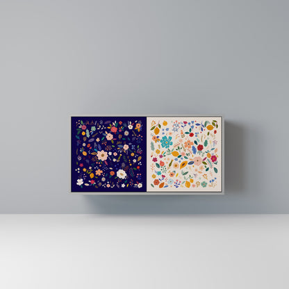 FLORAL COMBINATION 2-Door Sideboard in Grey Finish