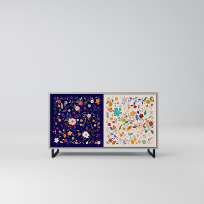 FLORAL COMBINATION 2-Door Sideboard in Grey Finish