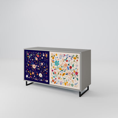 FLORAL COMBINATION 2-Door Sideboard in Grey Finish