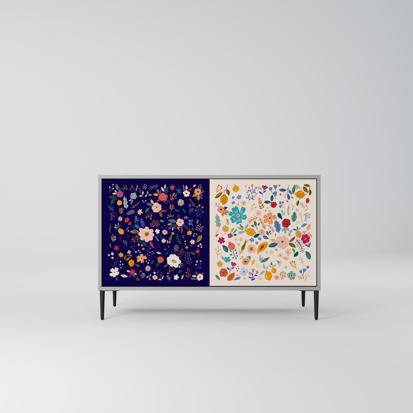 FLORAL COMBINATION 2-Door Sideboard in Grey Finish