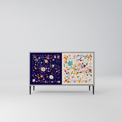 FLORAL COMBINATION 2-Door Sideboard in Grey Finish