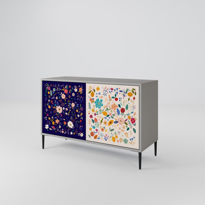 FLORAL COMBINATION 2-Door Sideboard in Grey Finish