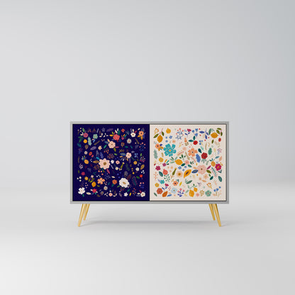 FLORAL COMBINATION 2-Door Sideboard in Grey Finish