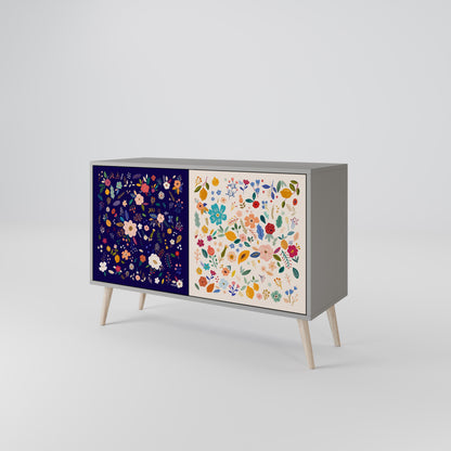 FLORAL COMBINATION 2-Door Sideboard in Grey Finish