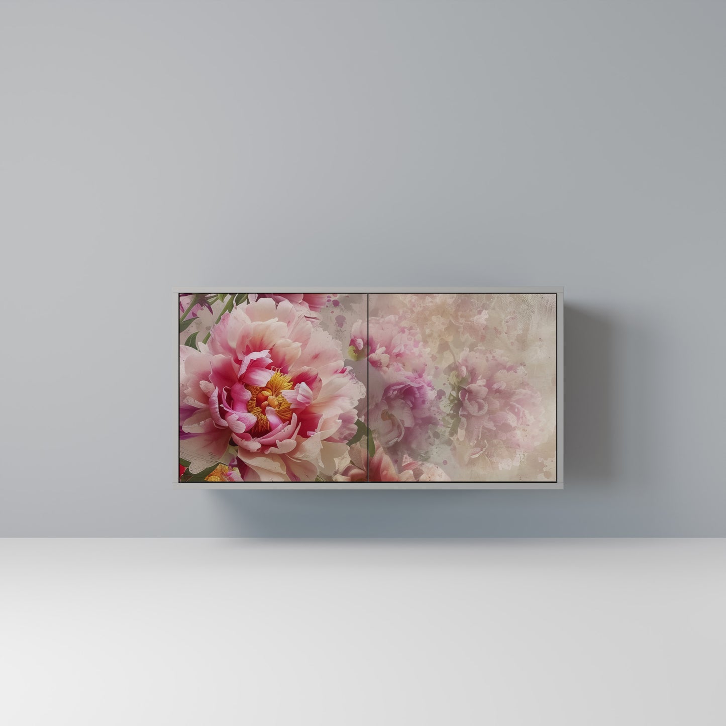 PEONY WHISPER Madia a 2 Ante in Finitura Grigia