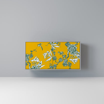 YELLOW CHINOISERIE 2-Door Sideboard in Grey Finish