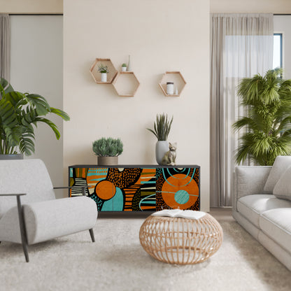 GEODE GLIMMER 3-Door Sideboard in Black Finish