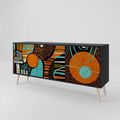 GEODE GLIMMER 3-Door Sideboard in Black Finish