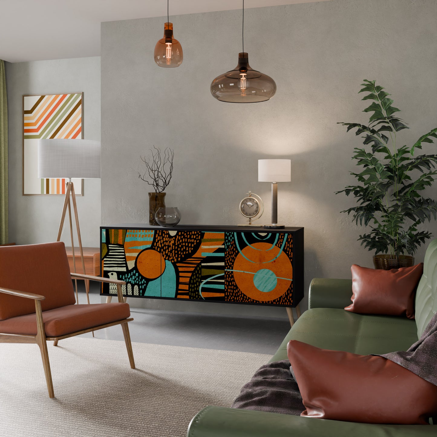 GEODE GLIMMER 3-Door Sideboard in Black Finish