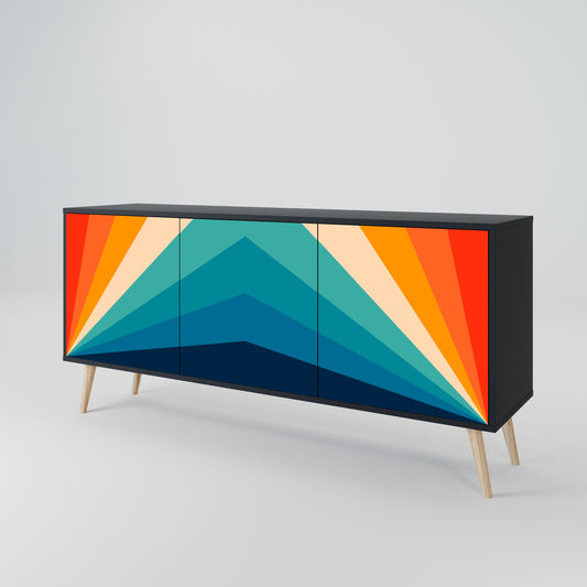 PRISM CONCUSSION 3-Door Sideboard in Black Finish