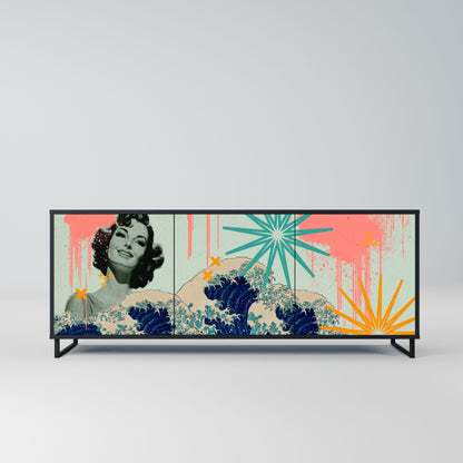 KANAGAWA BEAUTY 3-Door Sideboard in Black Finish