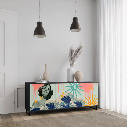 KANAGAWA BEAUTY 3-Door Sideboard in Black Finish