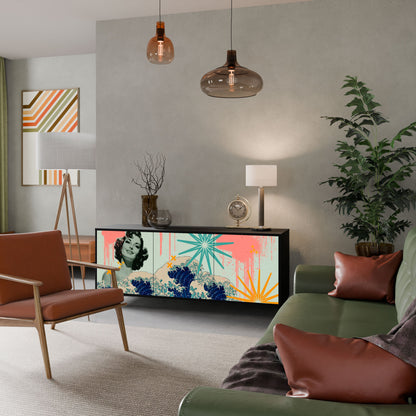 KANAGAWA BEAUTY 3-Door Sideboard in Black Finish