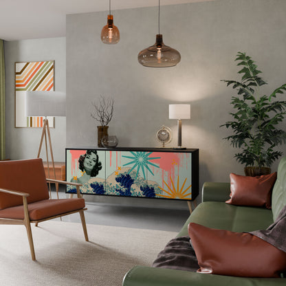 KANAGAWA BEAUTY 3-Door Sideboard in Black Finish