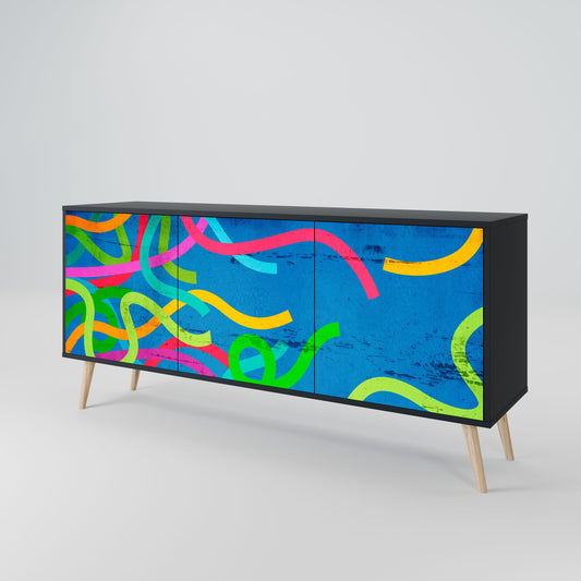 STREAMER TANGLE 3-Door Sideboard in Black Finish