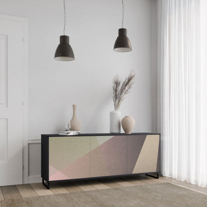 BEIGE GEOMETRY 3-Door Sideboard in Black Finish